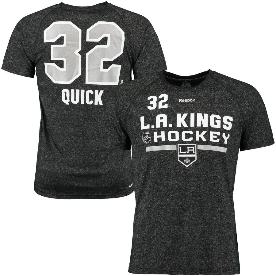 Los Angeles Kings #32 Jonathan Quick Reebok Center Ice Freeze Supremium Name & Number T-Shirt Black