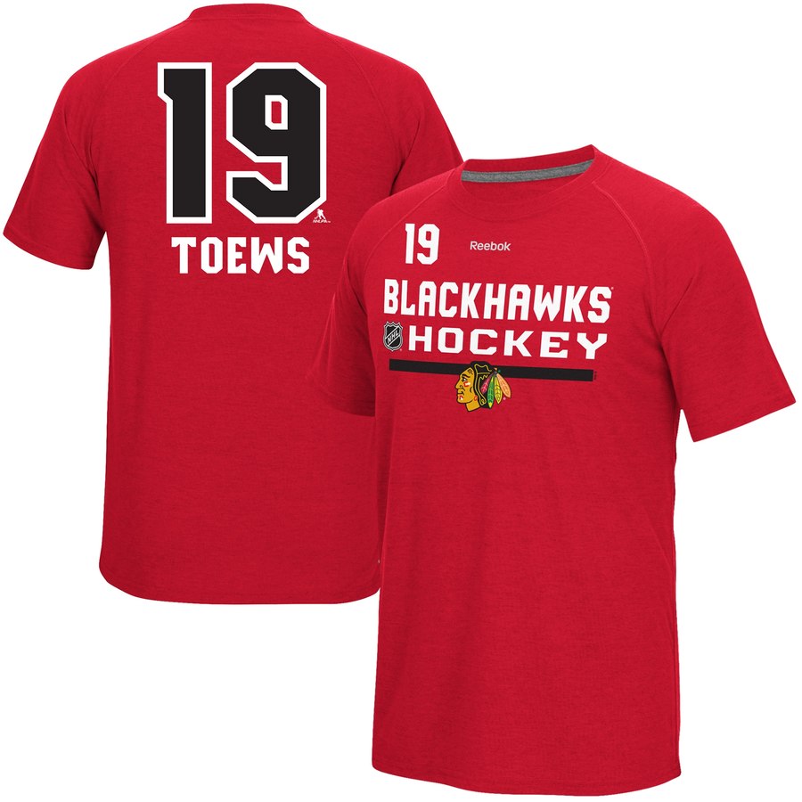 Chicago Blackhawks #19 Jonathan Toews Reebok CI Freeze Supremium Name & Number T-Shirt Red