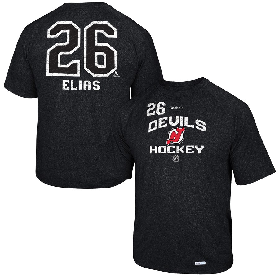 New Jersey Devils #26 Patrik Elias Reebok No. 26 Locker Status Name & Number Speed Wick T-Shirt Black