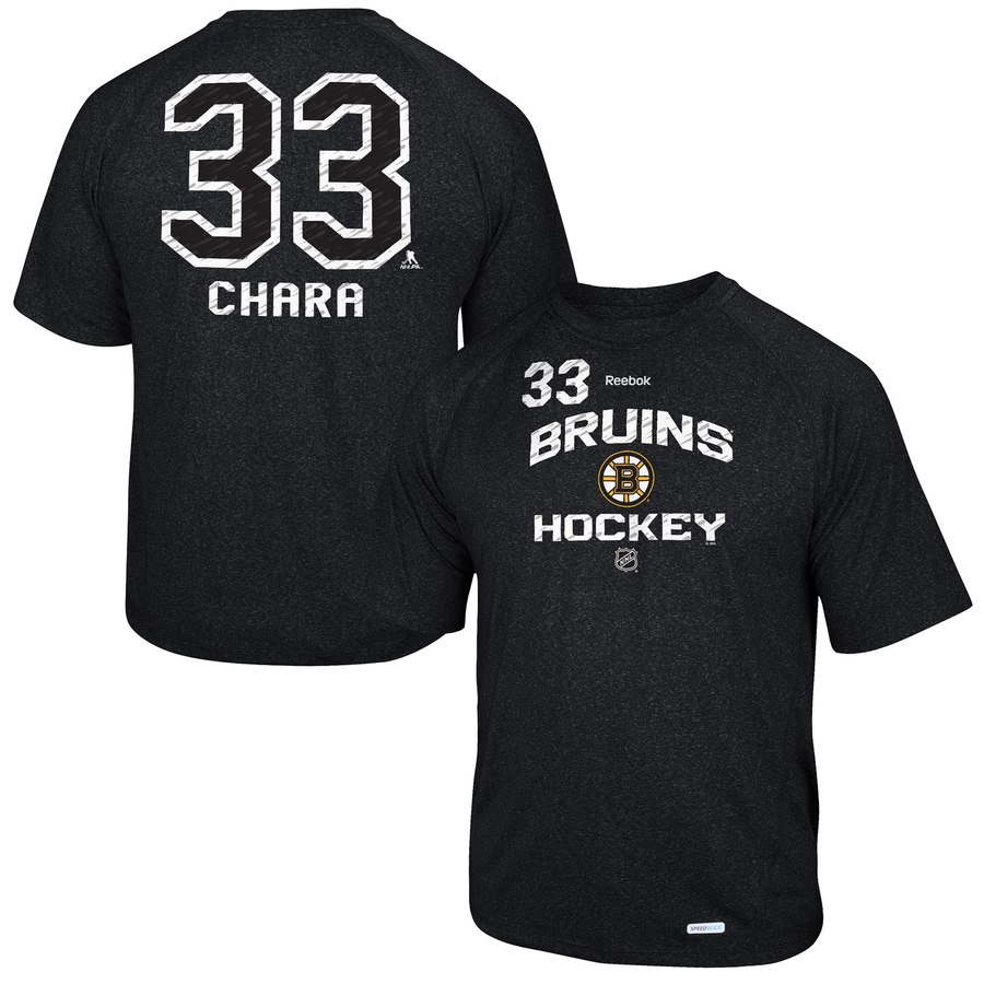 Boston Bruins #33 Zdeno Chara Reebok No. 33 Locker Status Name & Number Speed Wick T-Shirt Black