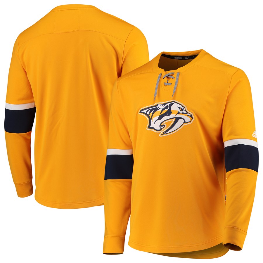 Nashville Predators adidas Platinum Long Sleeve Jersey T-Shirt Yellow