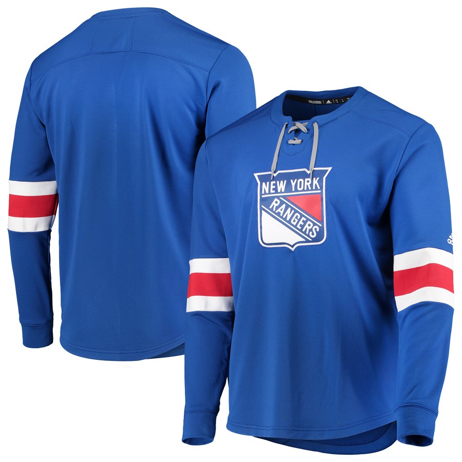 New York Rangers adidas Platinum Long Sleeve Jersey T-Shirt Blue