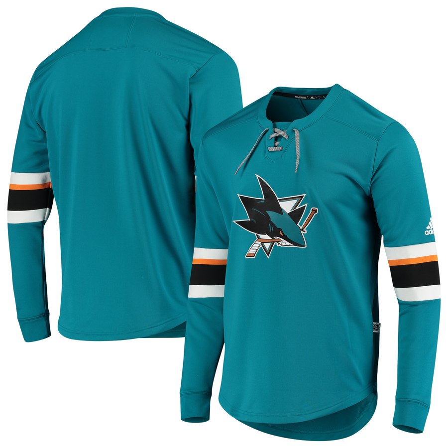 San Jose Sharks adidas Platinum Long Sleeve Jersey T-Shirt Teal