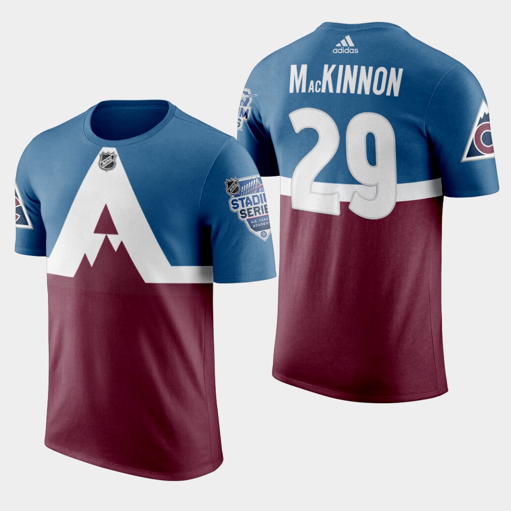 Adidas Colorado Avalanche #29 Nathan Mackinnon Men's Burgundy 2020 Stadium Series T-Shirt