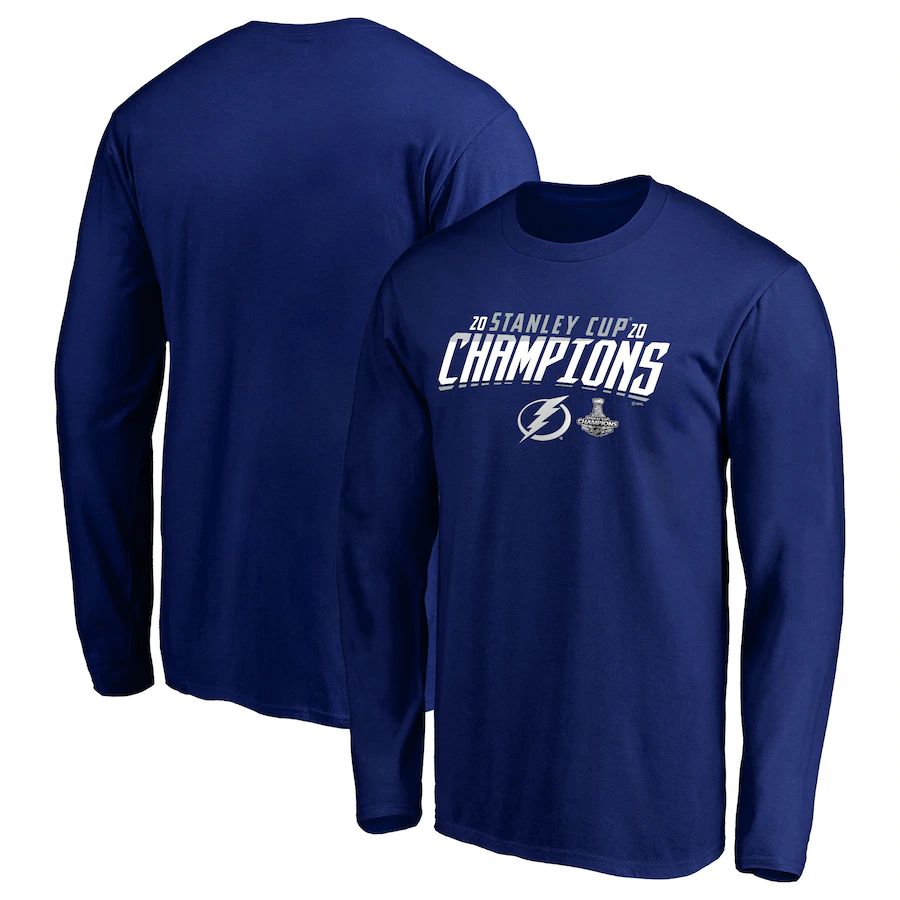 Tampa Bay Lightning 2020 Stanley Cup Champions Top Line Team Long Sleeve T-Shirt Blue