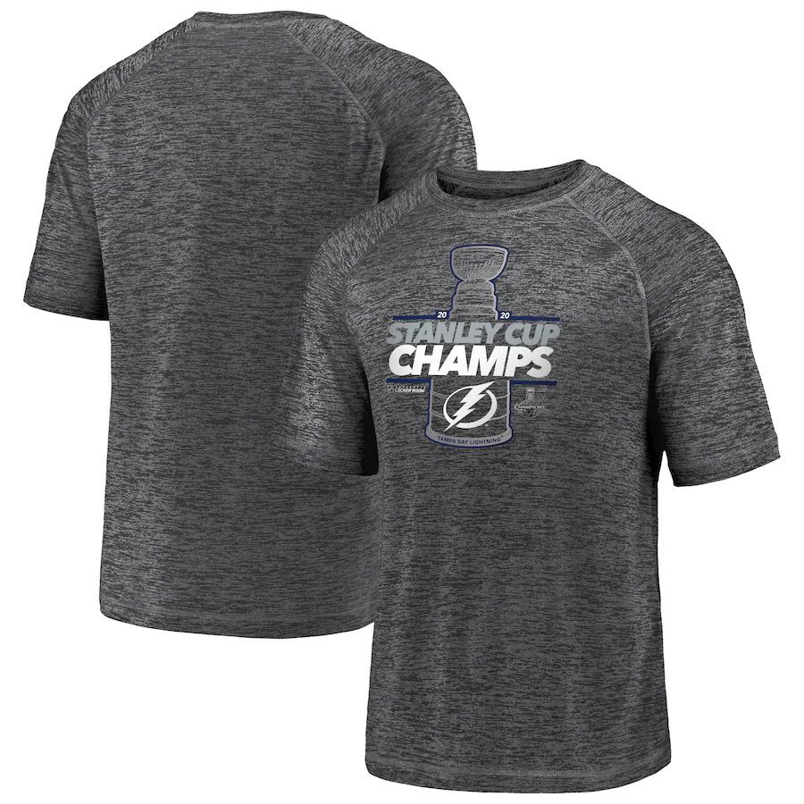 Tampa Bay Lightning 2020 Stanley Cup Champions Locker Room Laser Shot Performance T-Shirt Gray