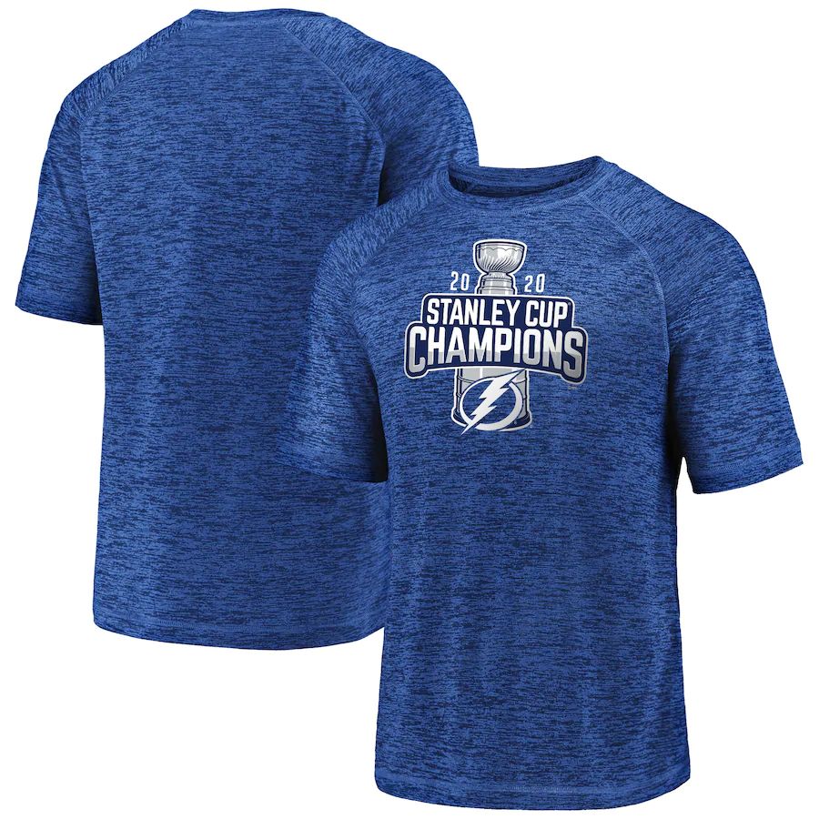 Tampa Bay Lightning 2020 Stanley Cup Champions Open Net Performance Synthetic T-Shirt Blue