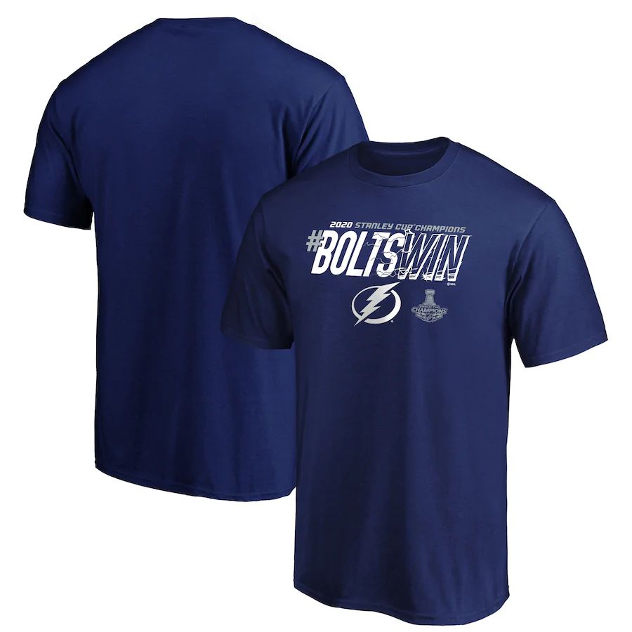 Tampa Bay Lightning 2020 Stanley Cup Champions Outside Edge Team T-Shirt Blue