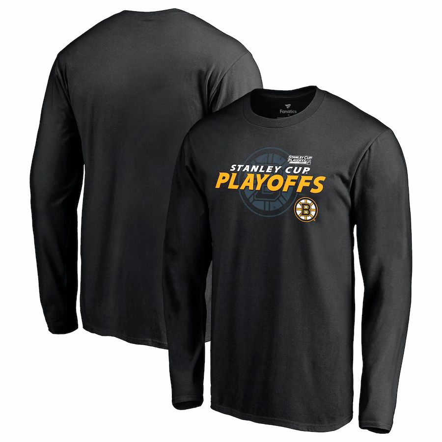 Boston Bruins 2021 Stanley Cup Playoffs Bound Turnover Long Sleeve T-Shirt - Black