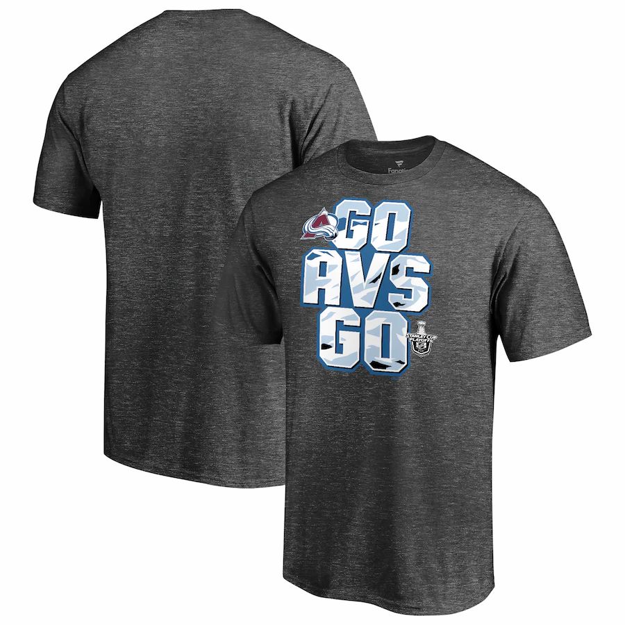 Colorado Avalanche 2021 Stanley Cup Playoffs Bound Heads Up Play T-Shirt - Heathered Charcoal