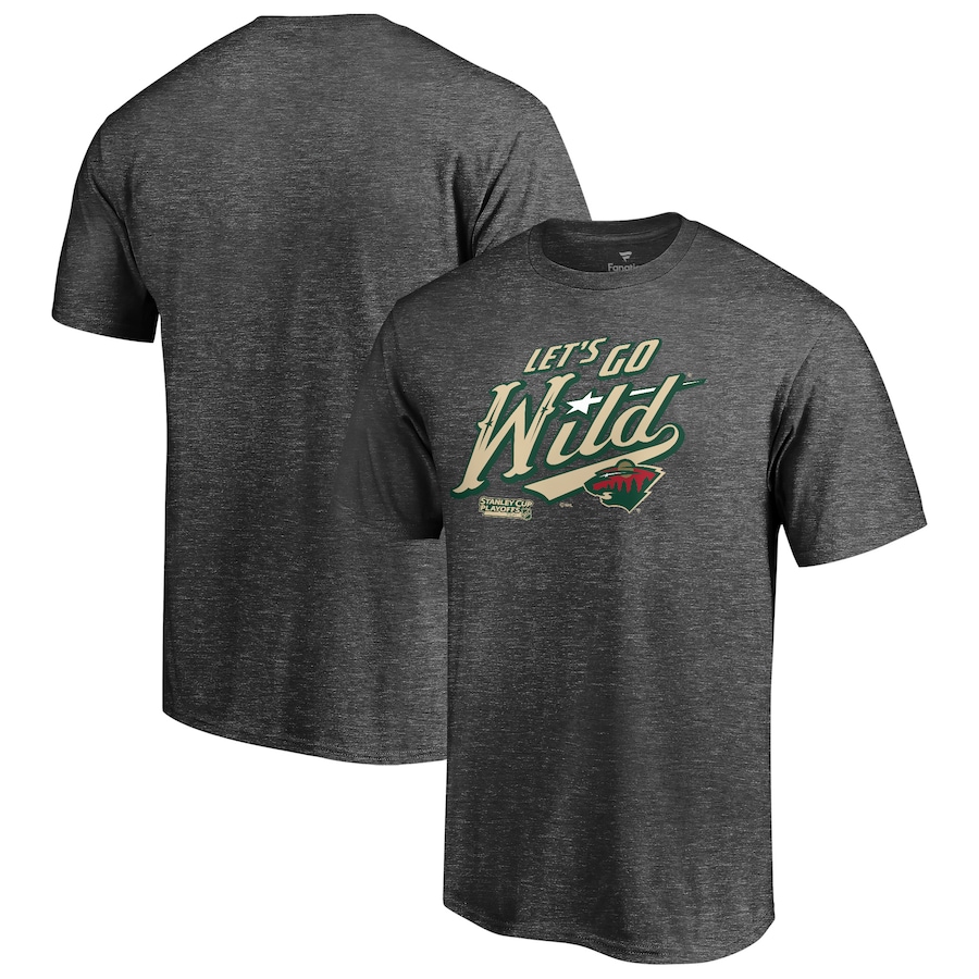 Minnesota Wild 2021 Stanley Cup Playoffs Bound Heads Up Play T-Shirt - Heathered Charcoal