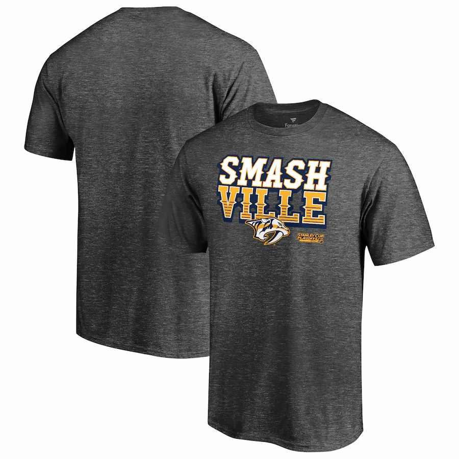 Nashville Predators 2021 Stanley Cup Playoffs Bound Heads Up Play T-Shirt - Charcoal