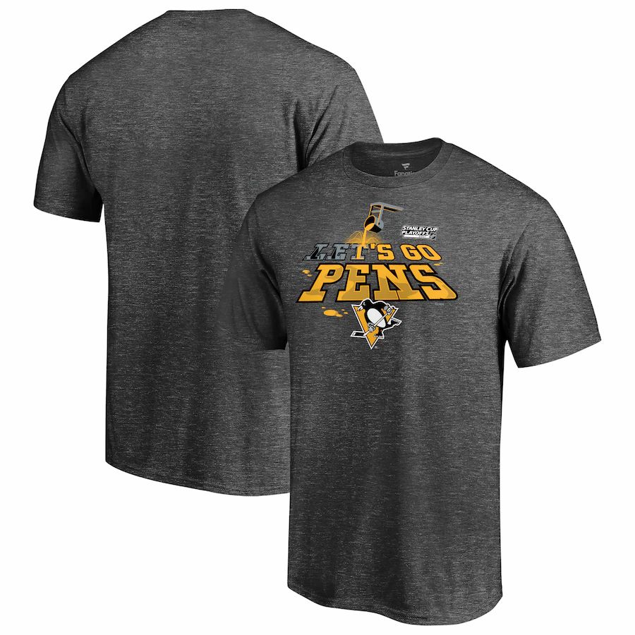 Pittsburgh Penguins 2021 Stanley Cup Playoffs Bound Heads Up Play T-Shirt - Heathered Charcoal