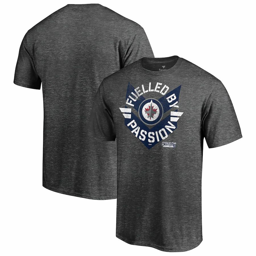 Winnipeg Jets 2021 Stanley Cup Playoffs Bound Heads Up Play T-Shirt - Charcoal