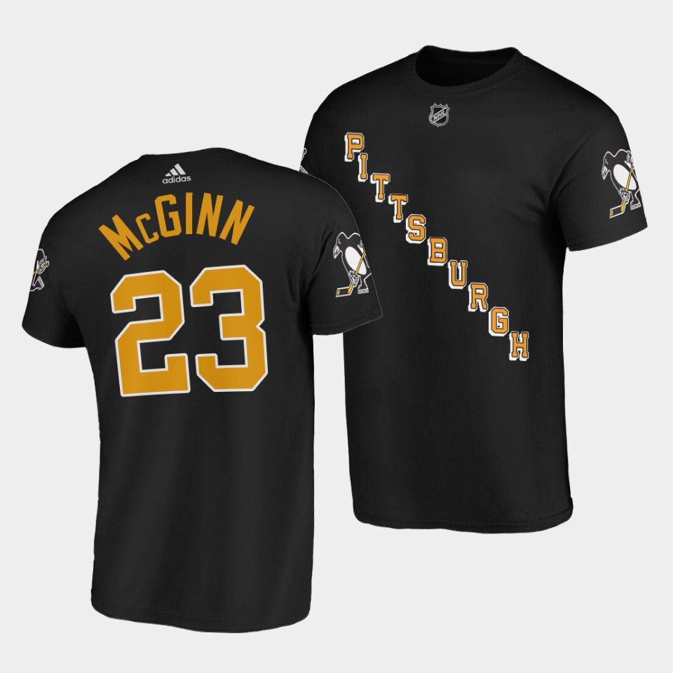 Adidas Penguins #23 Brock McGinn Black Alternate Throwback 90s NHL T-Shirt