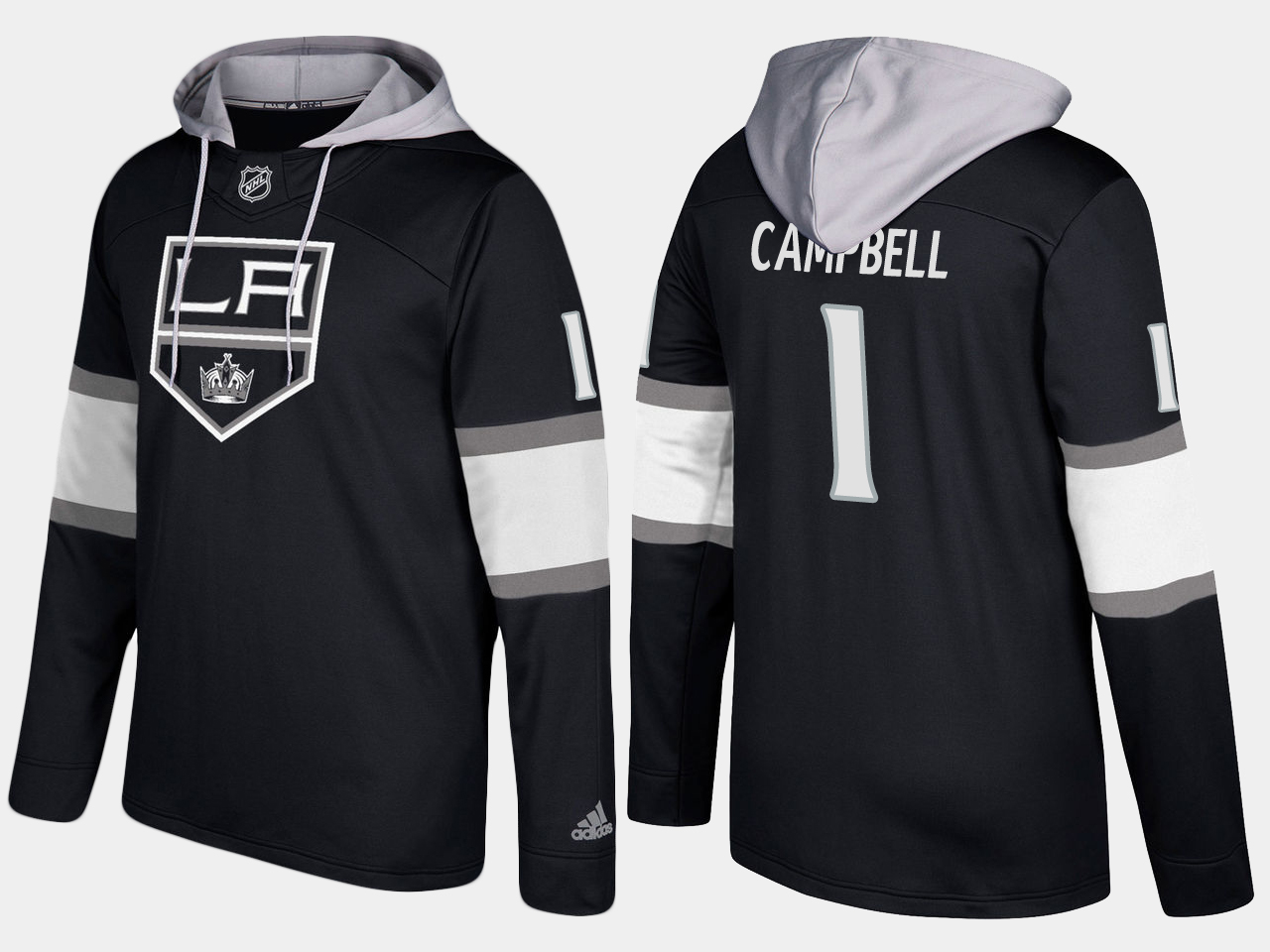 Kings #1 Jack Campbell Black Name And Number Hoodie