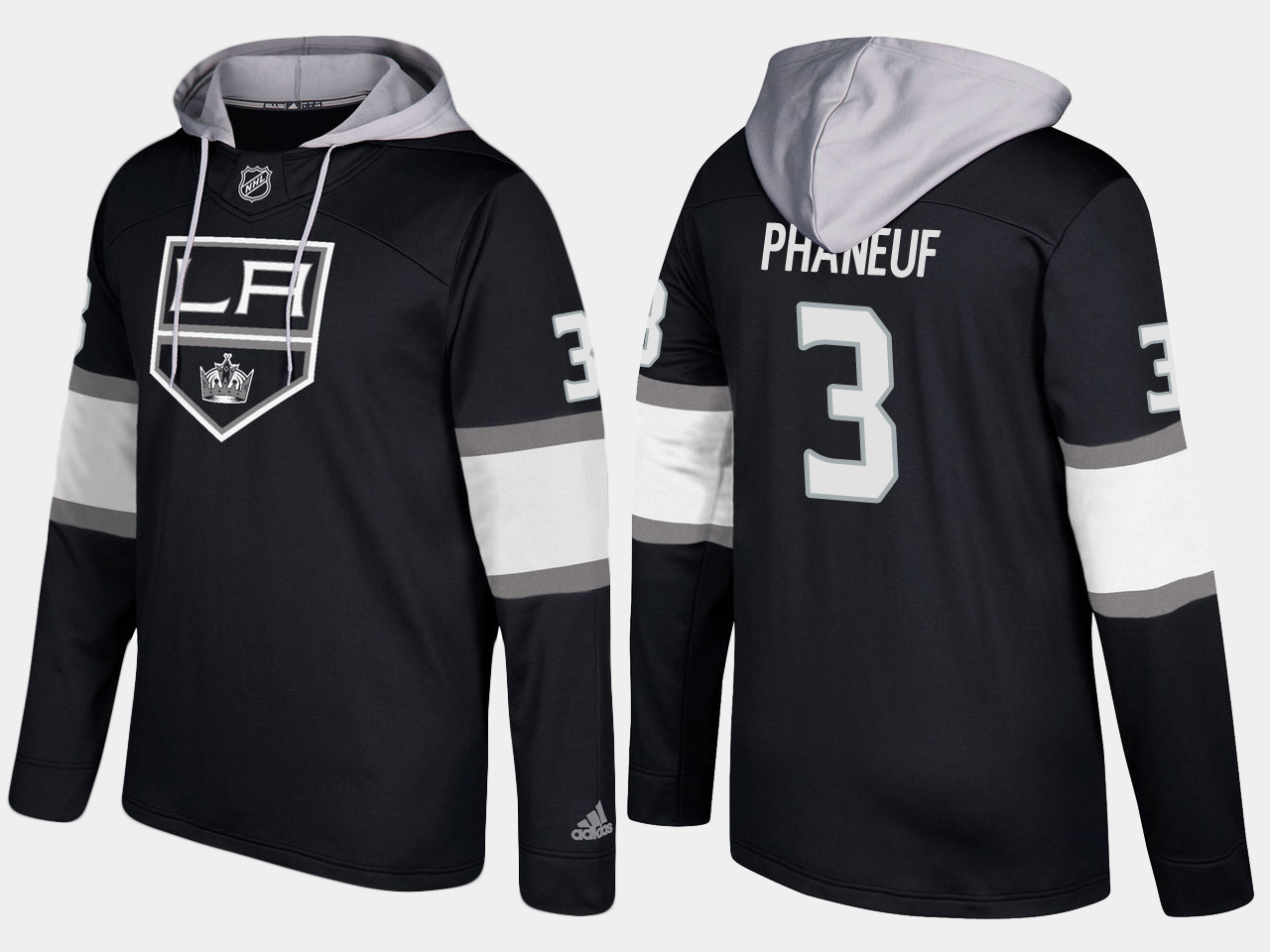 Kings #3 Dion Phaneuf Black Name And Number Hoodie