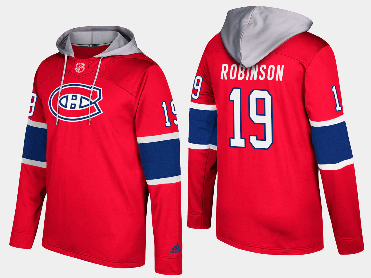 Canadiens #19 Larry Robinson Red Name And Number Hoodie