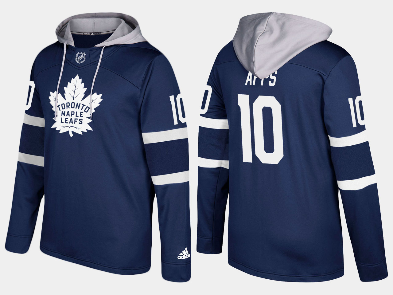 Maple Leafs #10 Syl Apps Royal Name And Number Hoodie