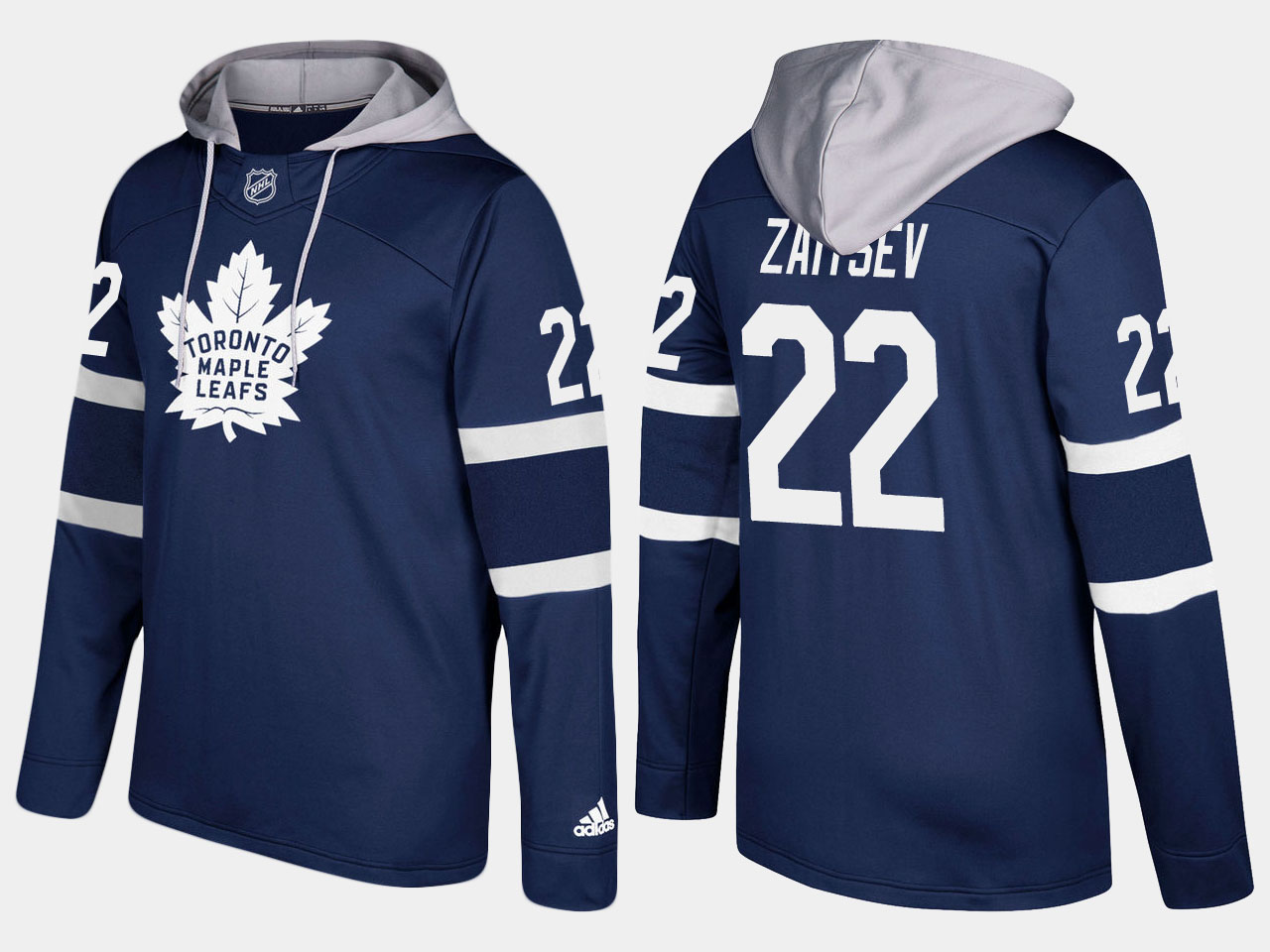 Maple Leafs #22 Nikita Zaitsev Royal Name And Number Hoodie