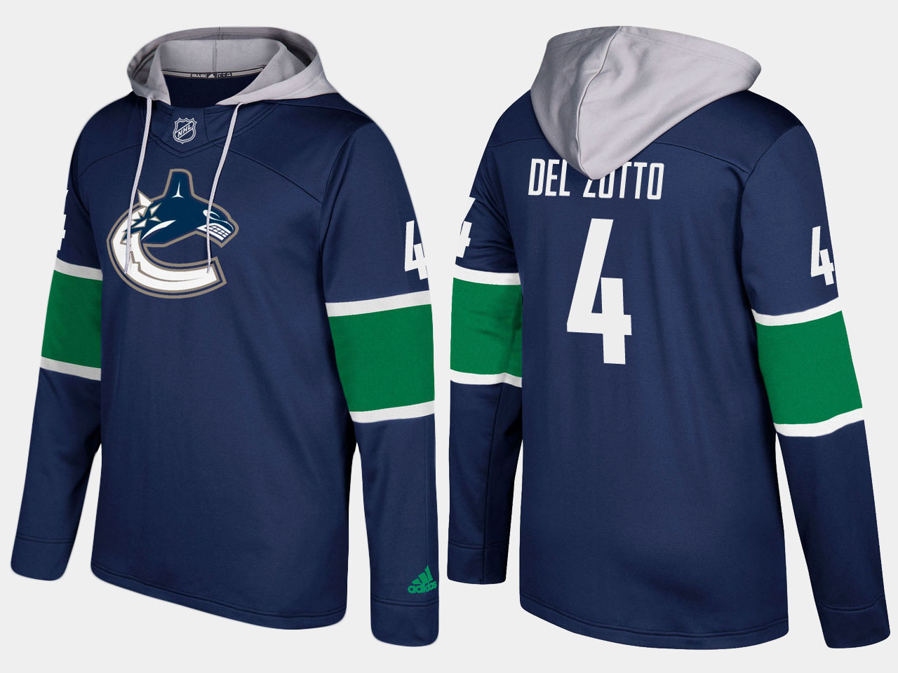 Canucks #4 Michael Del Zotto Blue Name And Number Hoodie