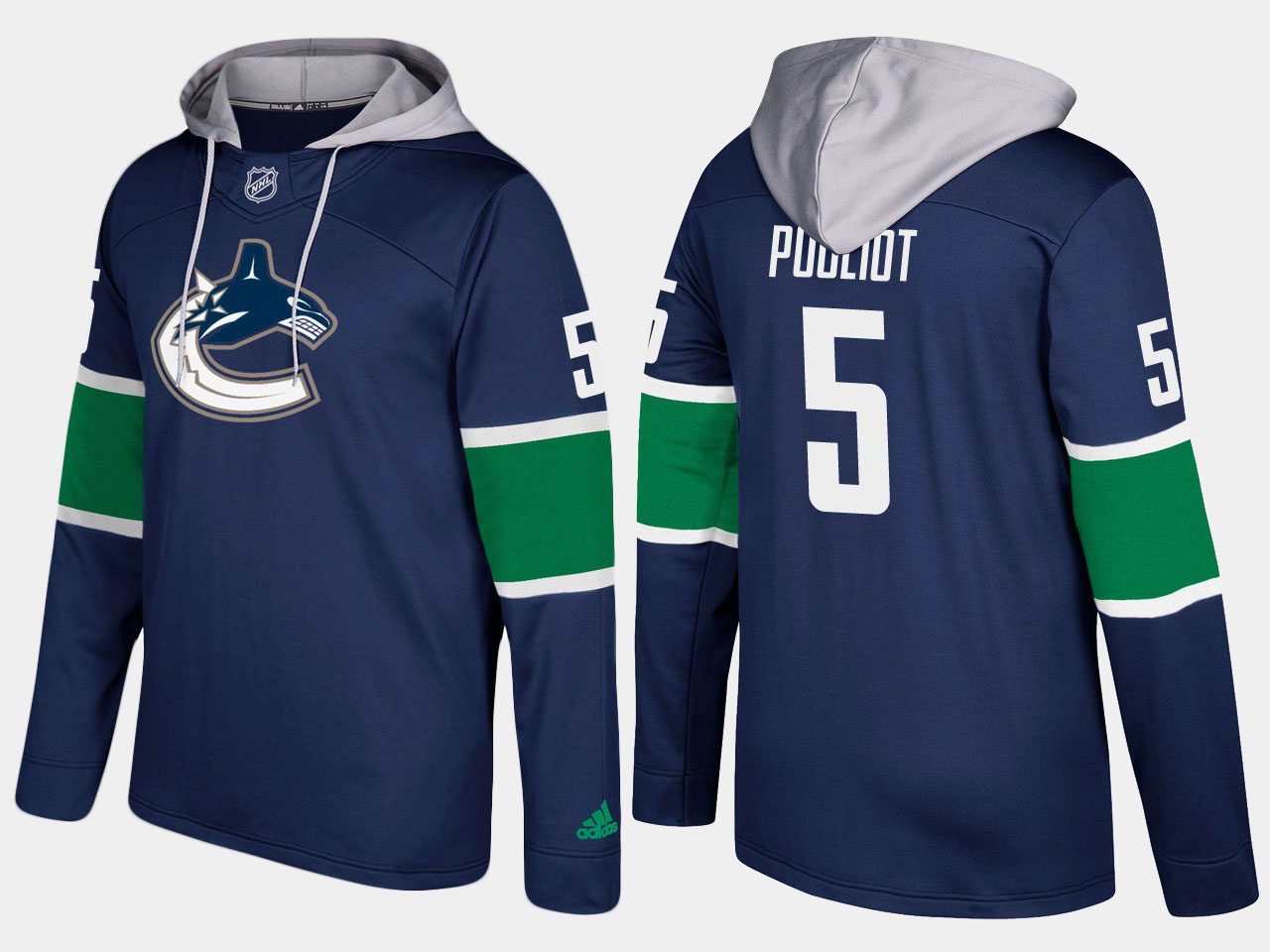 Canucks #5 Derrick Pouliot Blue Name And Number Hoodie