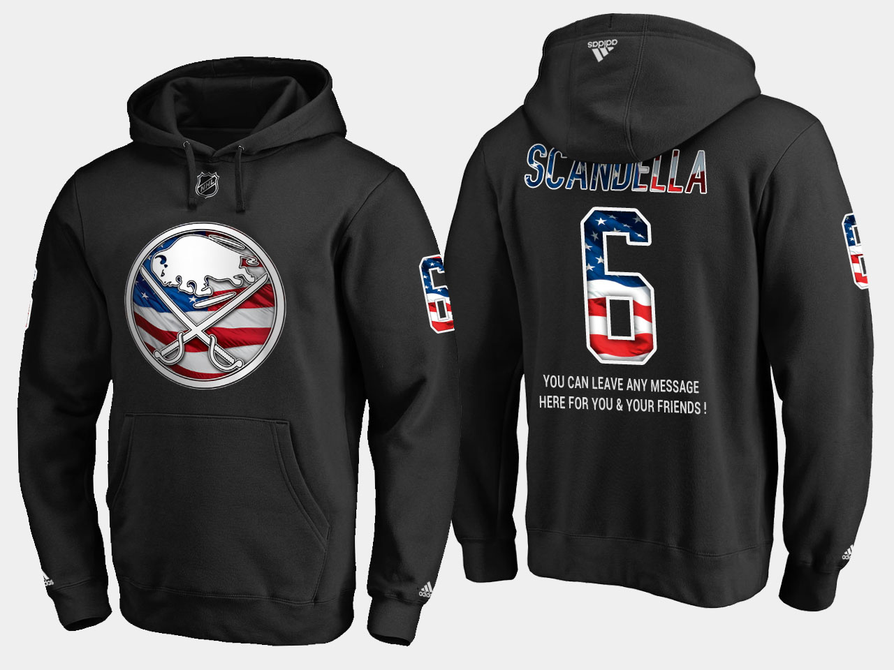 Sabres #6 Marco Scandella NHL Banner Wave Usa Flag Black Hoodie