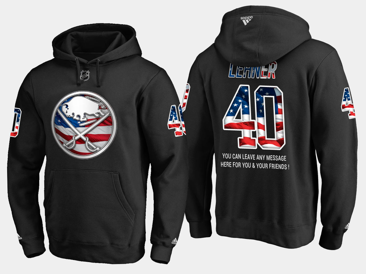 Sabres #40 Robin Lehner NHL Banner Wave Usa Flag Black Hoodie