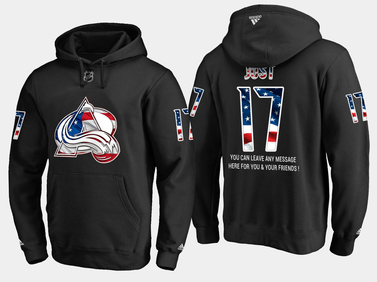 Avalanche #17 Tyson Jost NHL Banner Wave Usa Flag Black Hoodie