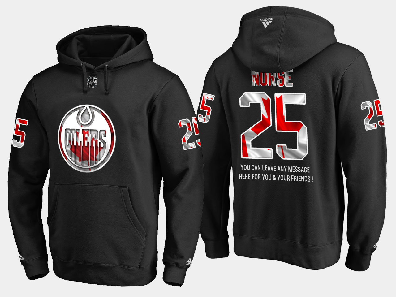 Oilers #25 Darnell Nurse NHL Banner Wave Usa Flag Black Hoodie