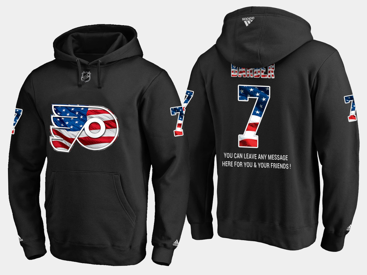 Flyers #7 Bill Barber NHL Banner Wave Usa Flag Black Hoodie