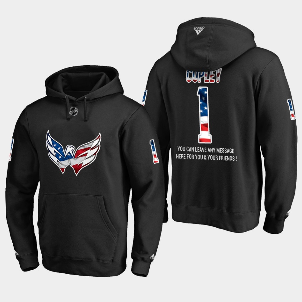 Capitals #1 Pheonix Copley NHL Banner Wave Usa Flag Black Hoodie