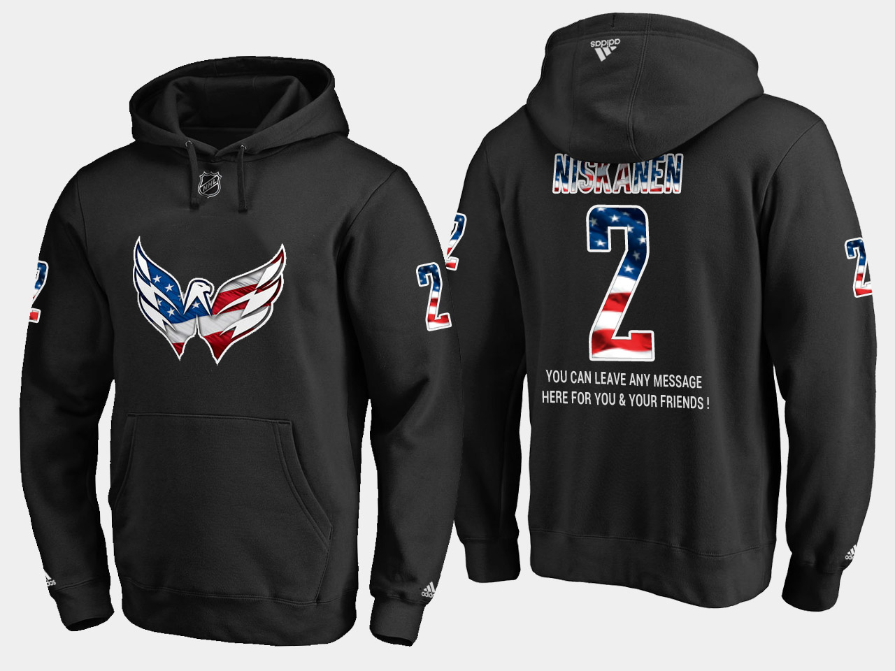 Capitals #2 Matt Niskanen NHL Banner Wave Usa Flag Black Hoodie