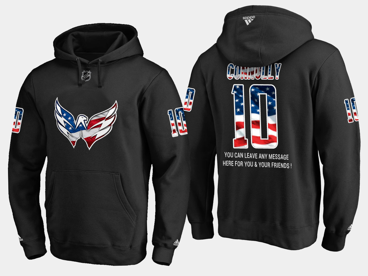 Capitals #10 Brett Connolly NHL Banner Wave Usa Flag Black Hoodie