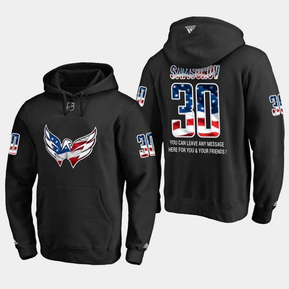 Capitals #30 Ilya Samsonov NHL Banner Wave Usa Flag Black Hoodie