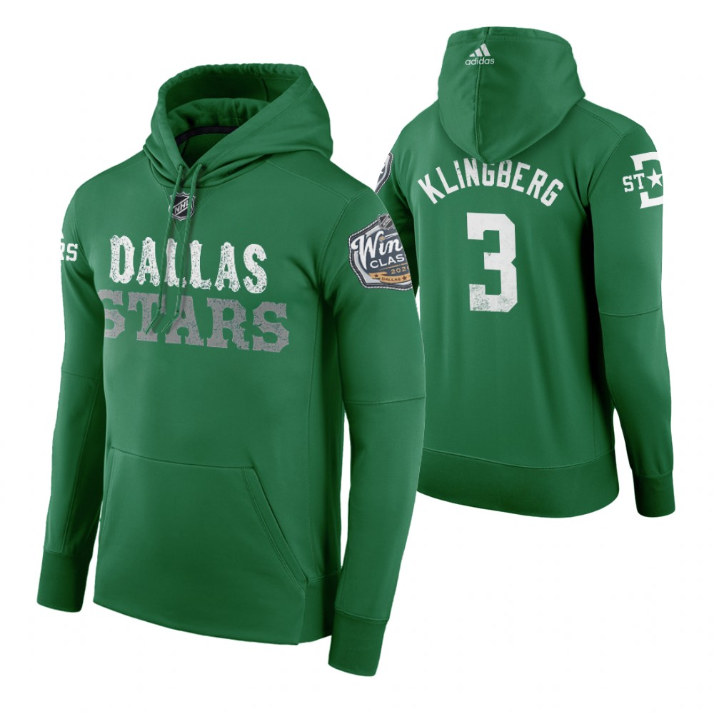 Adidas Stars #3 John Klingberg Men's Green 2020 Winter Classic Retro NHL Hoodie