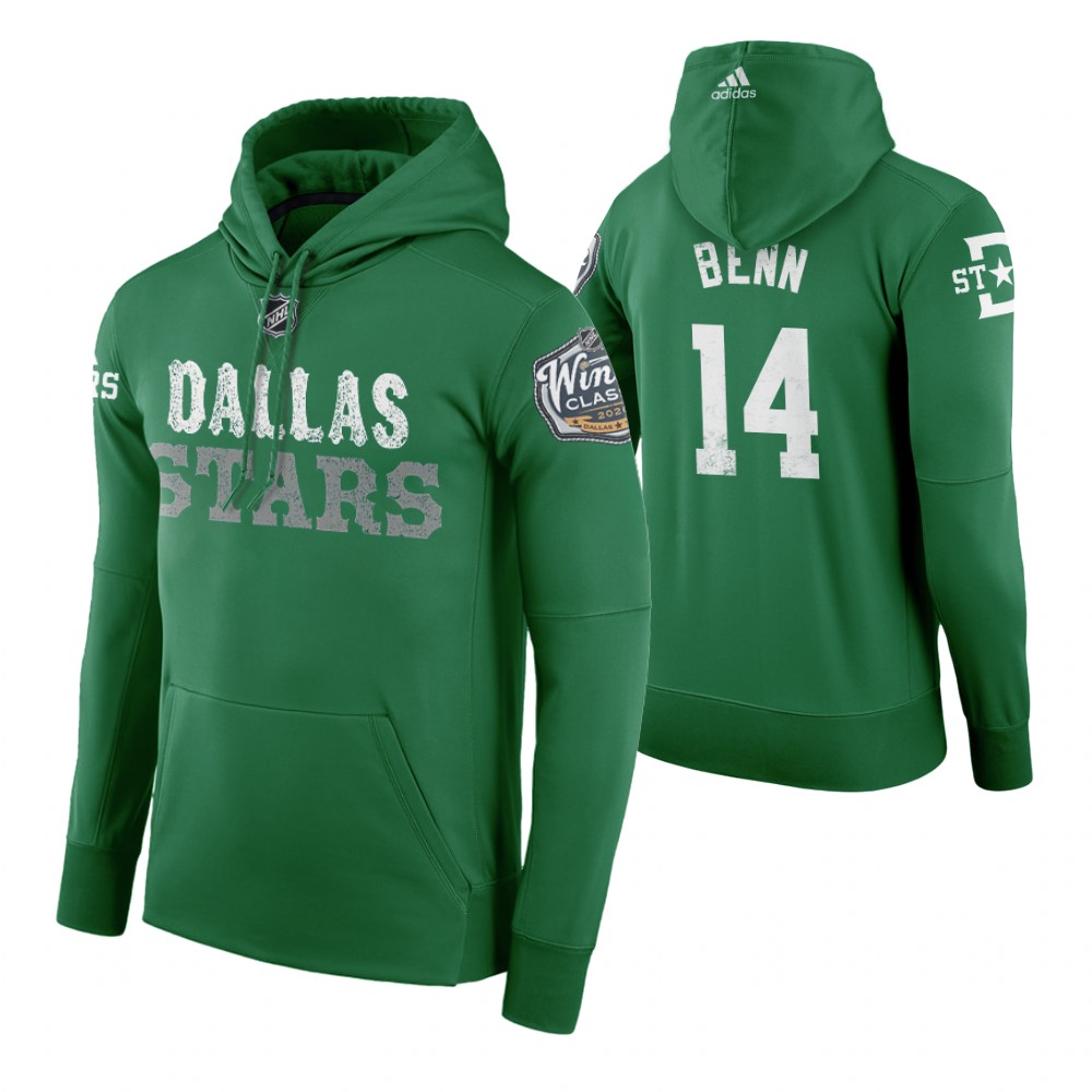 Adidas Stars #14 Jamie Benn Men's Green 2020 Winter Classic Retro NHL Hoodie