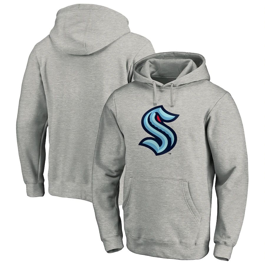 Seattle Kraken Primary Logo Pullover Hoodie Heather Gray