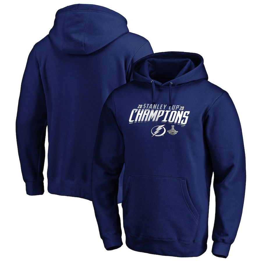 Tampa Bay Lightning 2020 Stanley Cup Champions Top Line Pullover Hoodie Blue