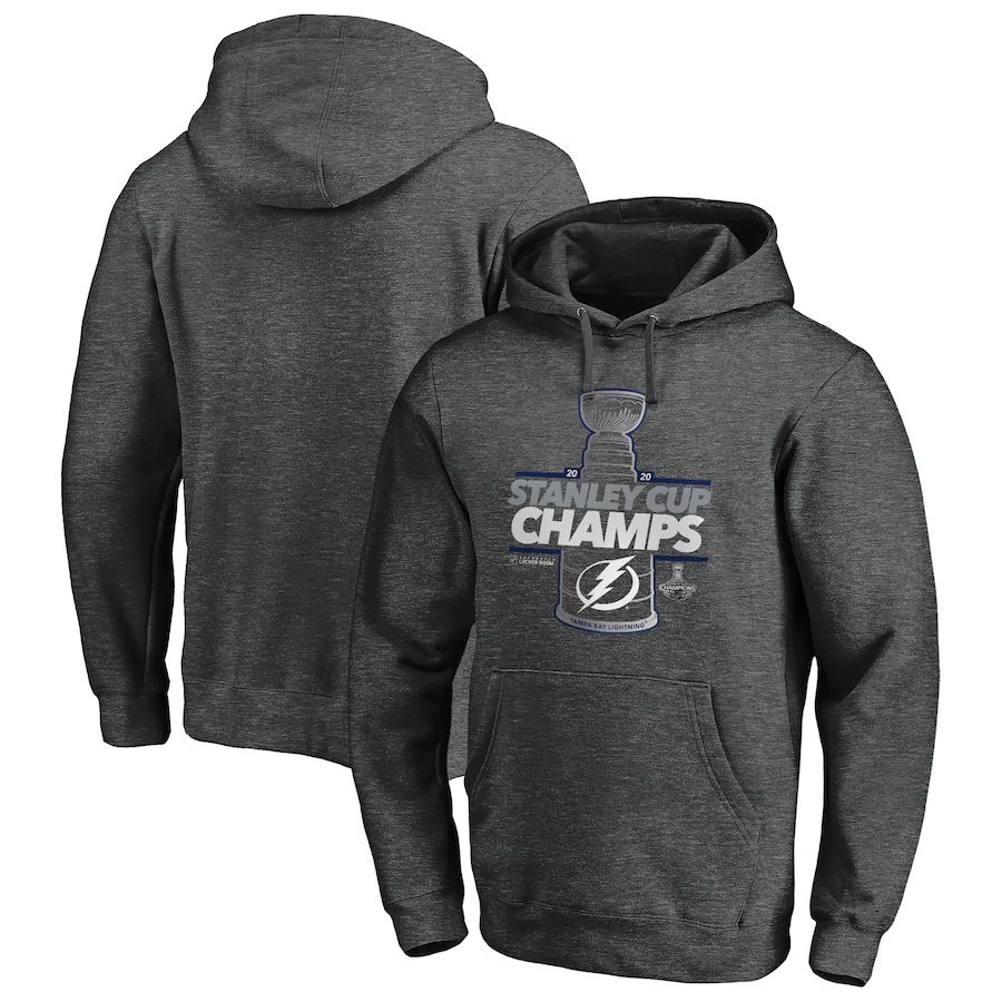 Tampa Bay Lightning 2020 Stanley Cup Champions Locker Room Laser Shot Pullover Hoodie Heather Charcoal