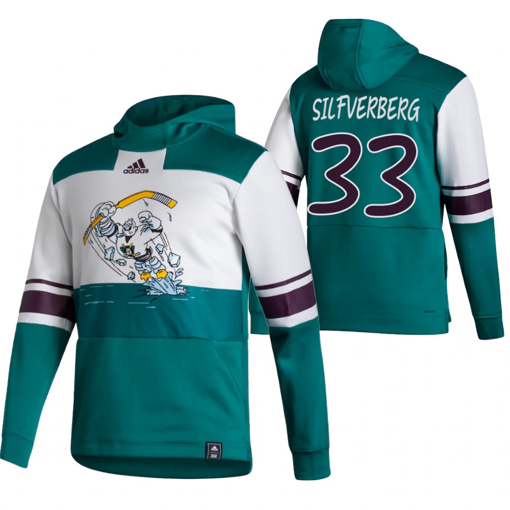 Anaheim Ducks #33 Jakob Silfverberg Adidas Reverse Retro Pullover Hoodie White Green