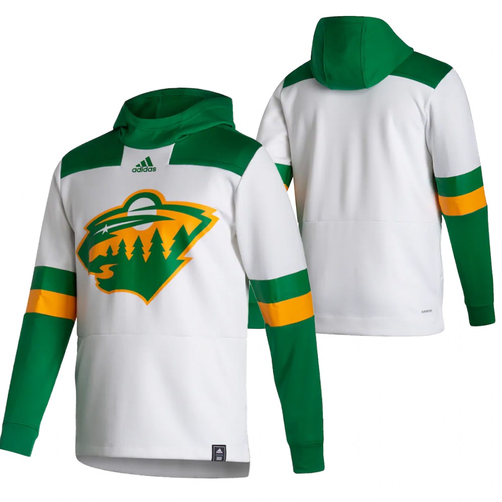 Minnesota Wild Blank Adidas Reverse Retro Pullover Hoodie White