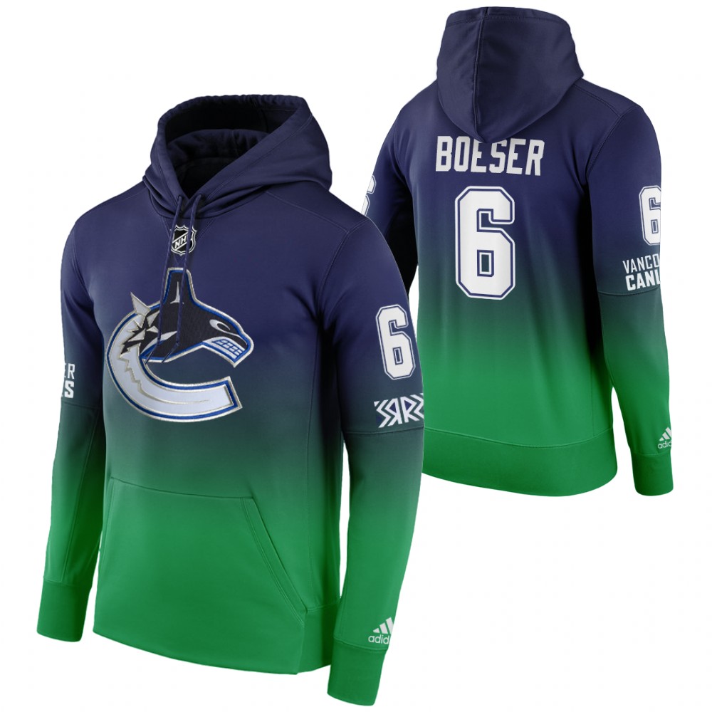 Vancouver Canucks #6 Brock Boeser Adidas Reverse Retro Pullover Hoodie Green