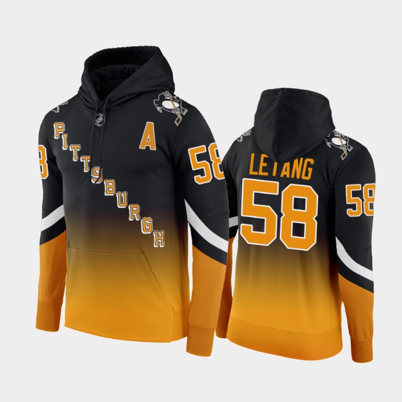 Adidas Penguins #58 Kris Letang 2021-22 Alternate NHL Hoodie - Black Gold Gradient