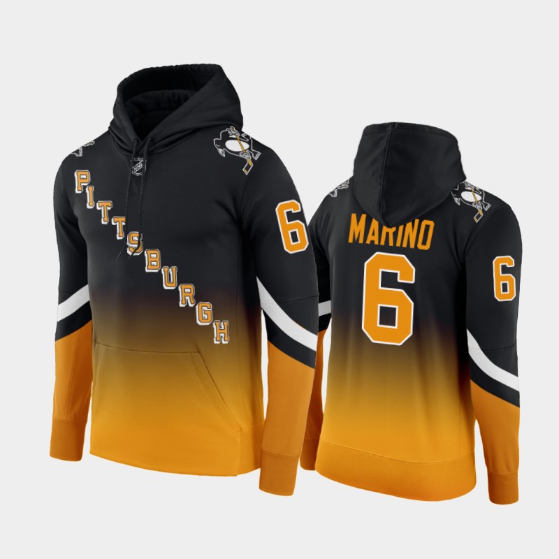 Adidas Penguins #6 John Marino 2021-22 Alternate NHL Hoodie - Black Gold Gradient