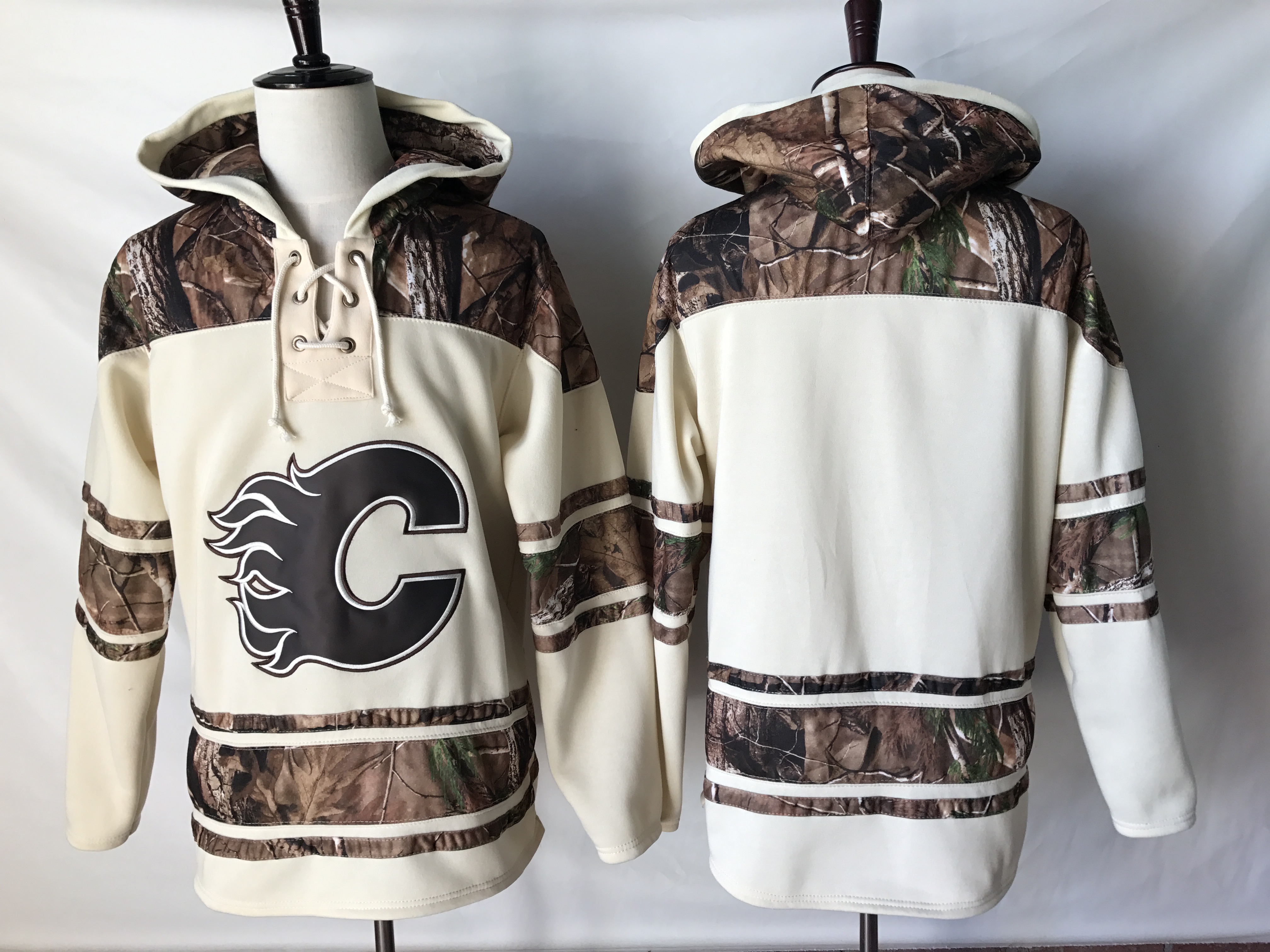 Flames Blank Cream Camo NHL Hoodie