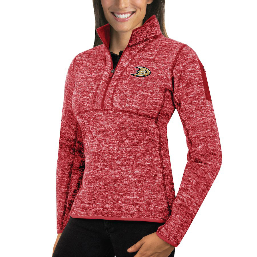 Anaheim Ducks Antigua Women's Fortune 1/2-Zip Pullover Sweater Red