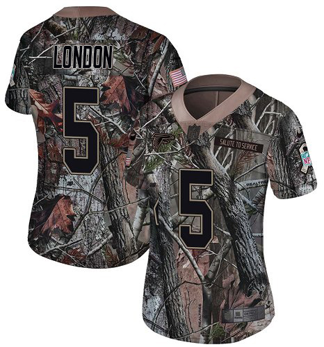 Nike Falcons #5 Drake London Camo Stitched Women's NFL Limited Rush Realtree Jersey