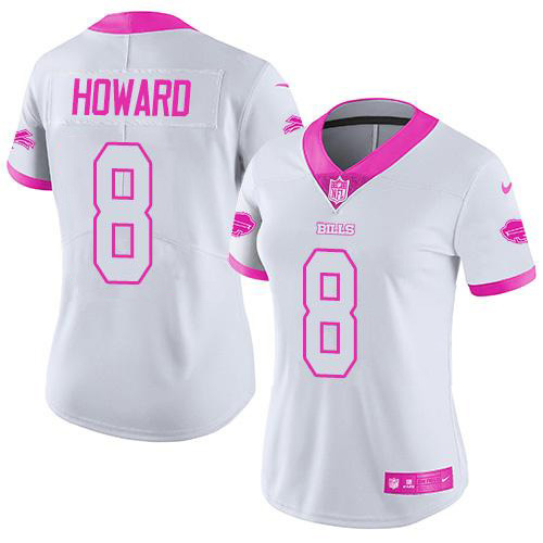 Nike Bills #8 O. J. Howard White/Pink Women's Stitched NFL Limited Rush Fashion Jersey