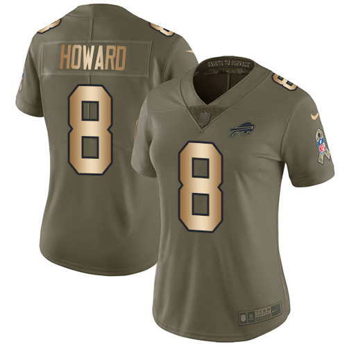 Nike Bills #8 O. J. Howard Olive/Gold Women's Stitched NFL Limited 2017 Salute To Service Jersey